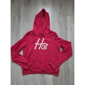 Hollister Vintage Y2K Red Spellout HCO Pull Over Hoodie Sweatshirt Womens Small